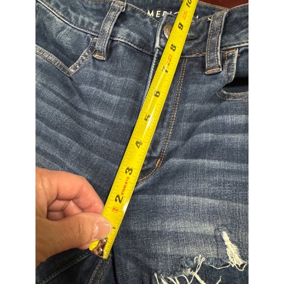 American Eagle Next Level Stretch Distressed Dark Wash High-Rise Jegging Womens - Picture 8 of 9